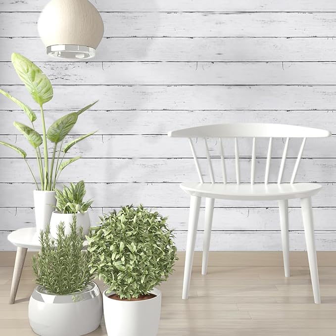 Abyssaly White Gray Wood Paper 35.4 in X 196 in Self-Adhesive Removable Peel - Image 6