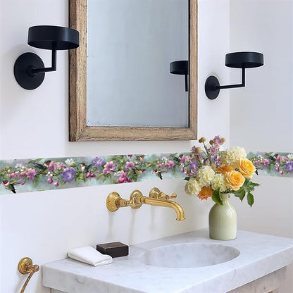 Morning Glory Wallpaper Border 196x4 Inch Removable Wall Border Peel and Stick - Image 5