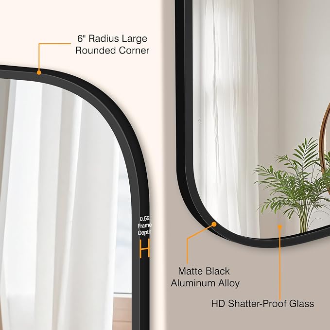 Bathroom Mirror for Wall, HD Reflection Shatterproof Square Mirror for Living - Image 3