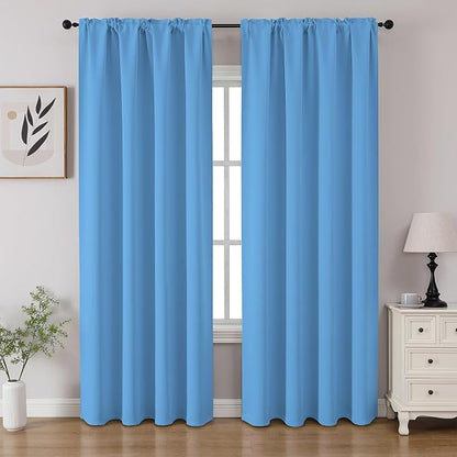 CUCRAF Light Blue Blackout Curtains 96 inch Length 2 Panels Set, Rod Pocket by CUCRAF