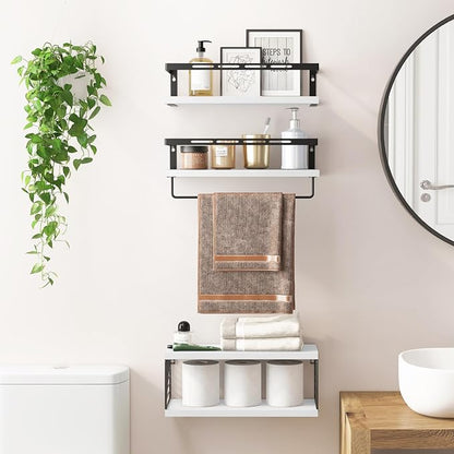 Fixwal Wall Mounted Bathroom Shelves Over Toilet, Rustic Wood Floating Shelves - Image 4