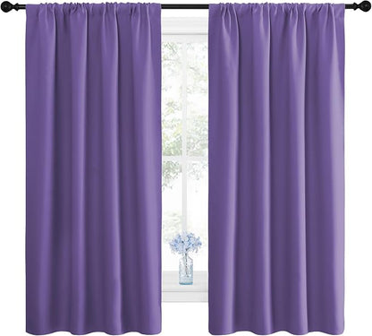 NICETOWN Kitchen Curtains, Short Blackout Drapes, Lilac Purple, Thermal by NICETOWN