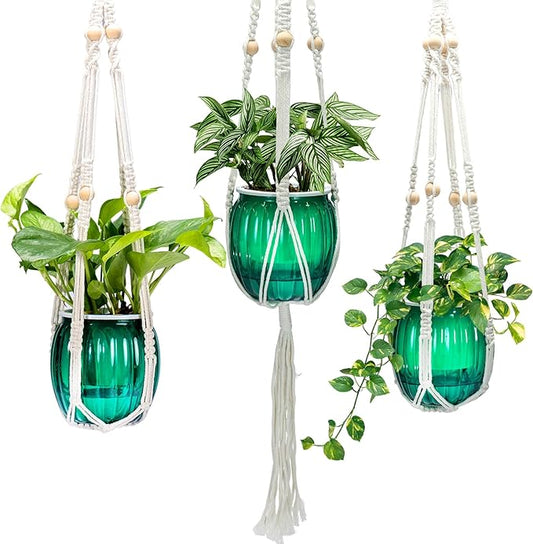 Small Hanging Planters Self Watering 5 Inch, 3 Set Hanging Plant Pot for Indoor Outdoor Plants, Hanging Flower Pots with Drainage Hole & 2 Kinds of Plant Hangers for Garden Home Decor