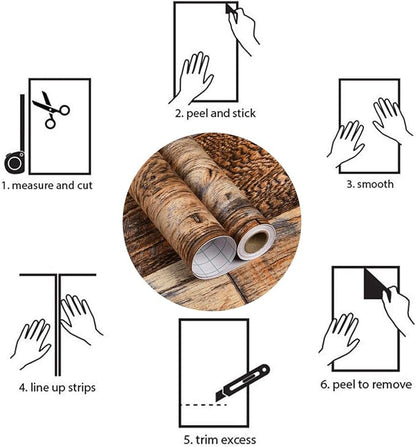 WENMER 17.71" x 394" Brown Wood Peel and Stick Wallpaper Shiplap Self Adhesive - Image 6