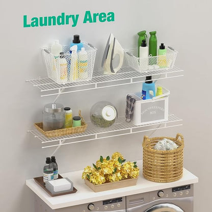 HAUSHOF Closet Shelves Wall Mounted 2-Pack, 4 ft x 12in White Wire Shelving - Image 4