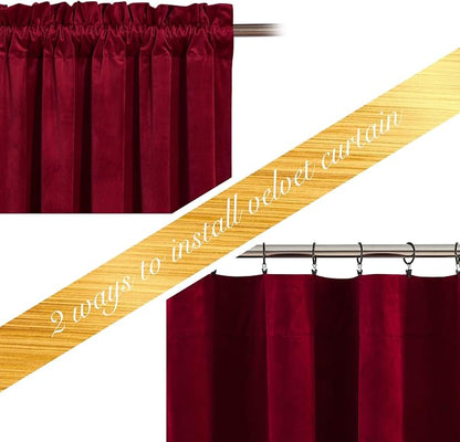 NICETOWN Red Velvet Curtains and Drapes 54 inches Long - Image 3