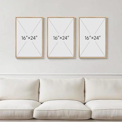 Framed Green and Beige Abstract Wall Art Set of 3, Modern Neutral Canvas Prints - Image 3