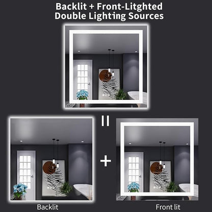 LOAAO 38"X38" LED Bathroom Mirror - Image 6