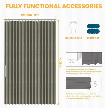 AJAZZ 100% Blackout Accordion Doors Interior Closet Curtain Doorway Curtains - Image 2