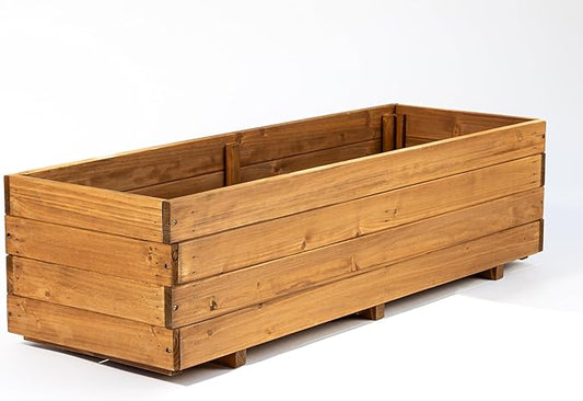 Wooden Raised Garden Bed Planter Box – Fir Wood Outdoor Vegetable, Herb & Flower Box with Drainage Holes – 47.24"x15.75"x12.6", Rot-Resistant, for Patio, Yard, Balcony