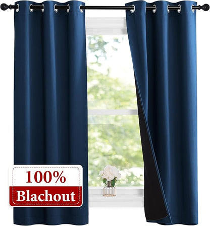NICETOWN Moroccan Blue Full Shade Curtain Panels, Pair of Thermal Insulated & - Image 2