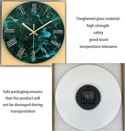 Teal Glass Wall Clock Battery Operated 16 Inch Modern Clock - Image 6