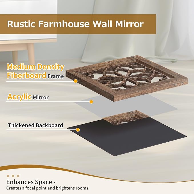 Set of 4 Boho Wall Mirrors - Image 3