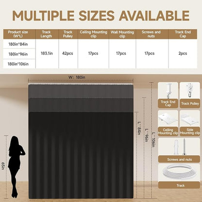 Room Divider Ceiling Curtains W/Flexible Track Sets, inch Extra Long Blackout - Image 6