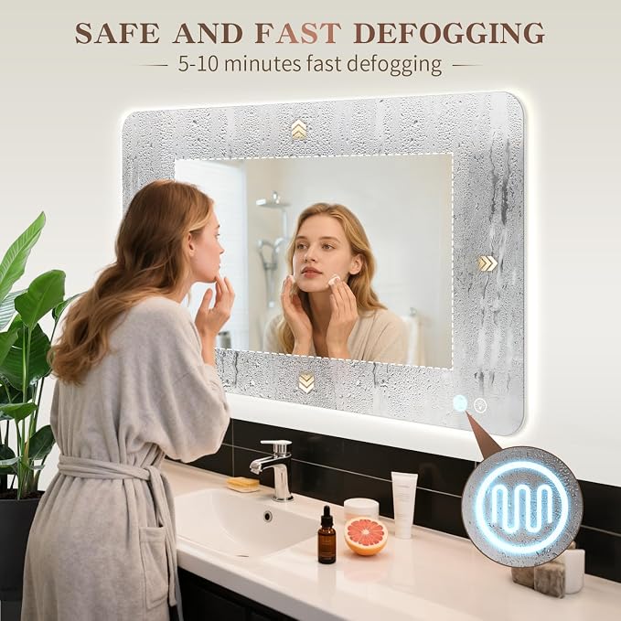 EOGOW Backlit Mirror for Bathroom, Stepless Dimmable, 3 Color Lights, High Lumen - Image 2