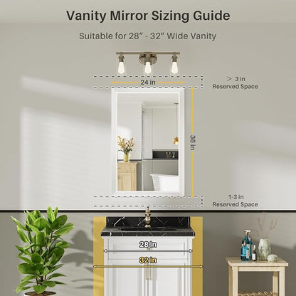 24x36 Inch White Bathroom Mirror - Image 2