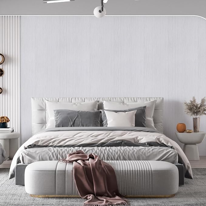 White Grasscloth Peel and Stick Wallpaper A Set of 23.6" X 480" Self-Adhesive - Image 6