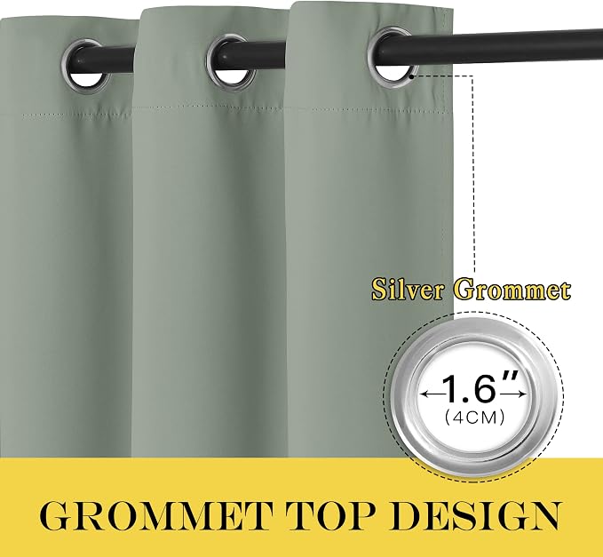 NICETOWN Sage Green Sliding Door Curtains 108 inches Long - Image 3