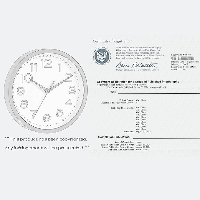 Roymnie Wall Clock Silent Non-Ticking Modern Clock Battery Operated 8 Inch - Image 8