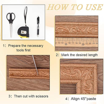 CRASPIRE 90x1.8in Peel Stick Foam Crown Molding Baseboard Trim Bronze Self - Image 5