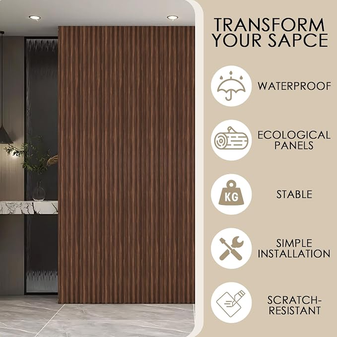 16-Pack 3D Slat Wall Panels, Easy-Install Soundproof Faux Wood Wall Panels - Image 4