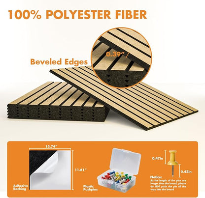 Cork Board Tiles for Wall with Push Pins, Removable 48" x 24" Slat Bulletin - Image 4
