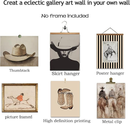 Vintage Western Cowboy Poster Set of 6, Southwestern Rustic Aesthetic Artwork - Image 6