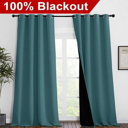 NICETOWN 100% Blackout Curtains 102 inches Long, Noise Reduction Window - Image 2