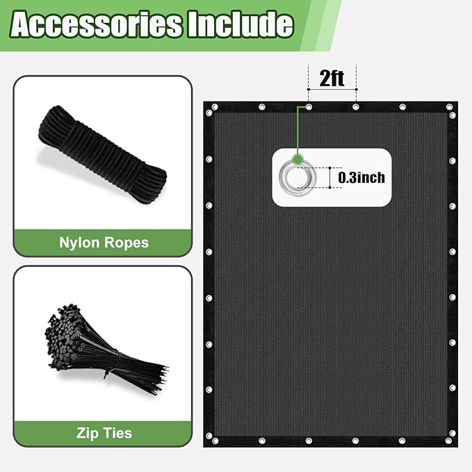 Outdoor 90% Sun Shade Cloth with Grommets, 9 X 11 FT Pergola Shade Cover for Garden Patio Carport Kennel Swimming Pool, Dark Grey (We Make Custom Size)