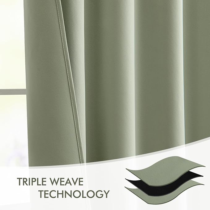 MIULEE Sage Green Back Tab Blackout Curtains 63 Inch Length 2 Panels Set - Image 7