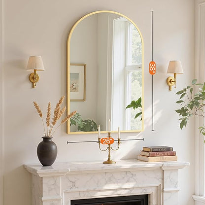 NEWBULIG 26X38 Inch Arched Bathroom Mirror - Image 4