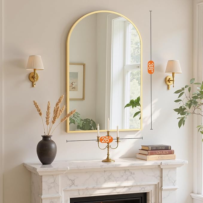 Sweetcrispy 26"x39" Arched Gold Bathroom Mirrors - Image 2
