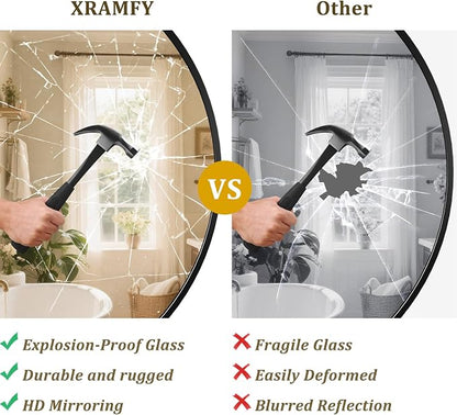 XRAMFY 42 Inch Round Black Metal Wall Mirror - Image 7