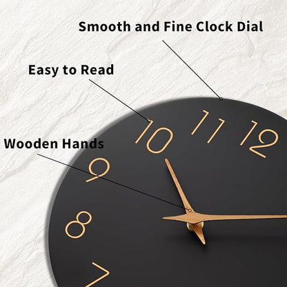 Mosewa Wall Clock Battery Operated 10 Inch Black Silent Non Ticking Simple - Image 9