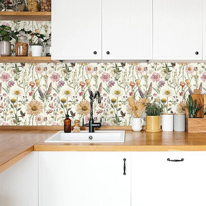 Livebor Floral Peel and Stick Wallpaper Floral Bird Contact Paper 16.9inch x - Image 5