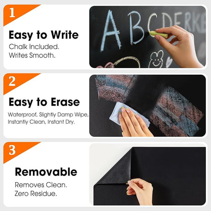 Chalkboard Wallpaper Peel and Stick, 17.5"x78.7" Blackboard Contact Paper Self - Image 7