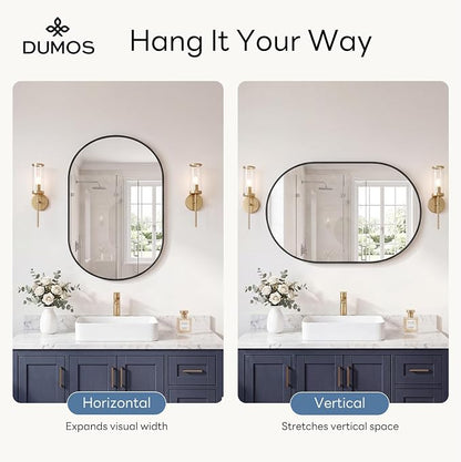 DUMOS 24" x 36" Oval Bathroom Mirror, Tempered Glass, Morden Vanity Mirror - Image 4