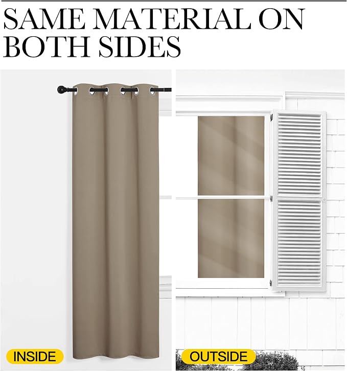 NICETOWN Taupe Room Darkening Curtains - Image 6