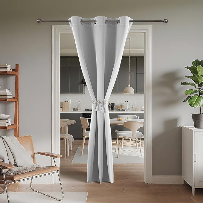 Joydeco Blackout Door Curtain for Doorway Privacy 96 Inches Long, Grommet - Image 2