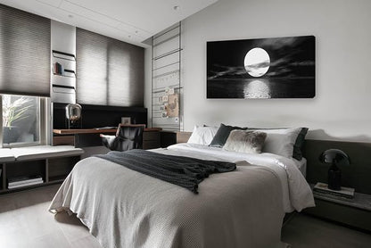Cao Gen Decor Art S06450 Wall Art Canvas Sea White Full Moon in Night Picture - Image 2