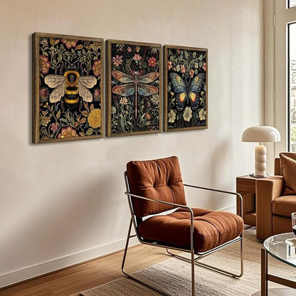 3 Pcs Framed Retro Insect Wall Art Decoration Paintings - Image 4