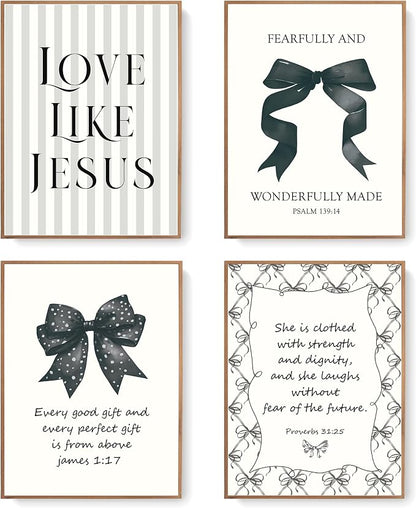 LARTSFRO Coquette Black Bow Jesus Wall Art Decor Posters, Inspirational Bible by Unknown