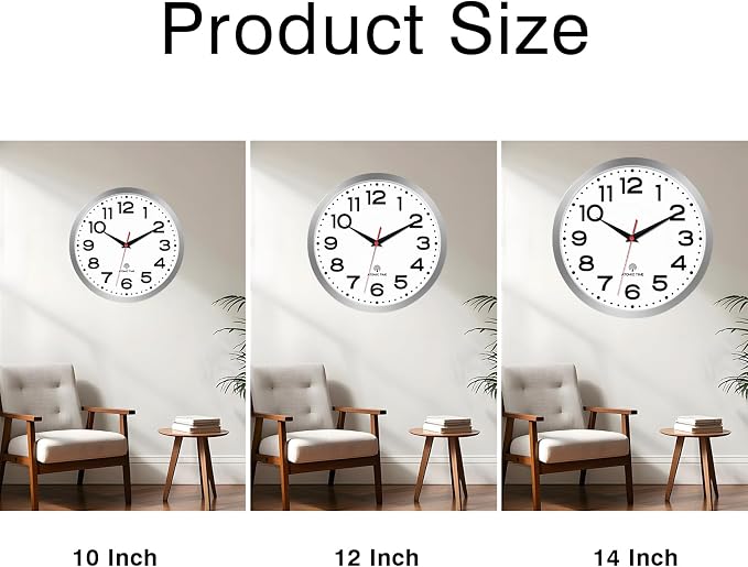 Roymnie Atomic Wall Clock 12 Inch, Modern Clock Battery Operated Classic Analog - Image 8