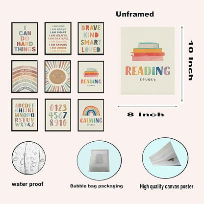 SEHSUVC Baby Alphabet 1 2 3 Wall Art Set of 9, Number Rainbow Canvas Posters - Image 9
