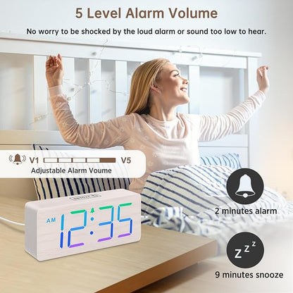 DreamSky Wooden Digital Clock for Bedroom Desk - Image 4