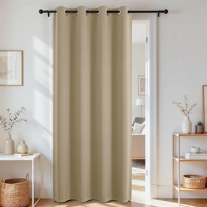 Joydeco Blackout Door Curtain for Doorway Privacy 90 Inches Long, Grommet by JOYDECO