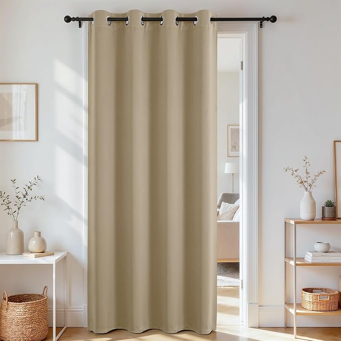 Joydeco Blackout Door Curtain for Doorway Privacy 108 Inches Long, Grommet by JOYDECO