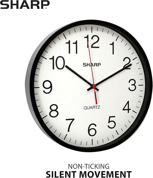 Sharp Wall Clock Silent Non Ticking 10 Inch Quality Quartz Battery Operated - Image 2