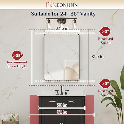 Keonjinn Brushed Nickel Mirror 24 x 32 Inch Silver Bathroom Mirror - Image 6