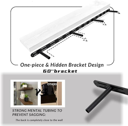 60 inch White Floating Shelves for Wall 8 -inch deep Set of 2, Heavy Duty Solid - Image 3
